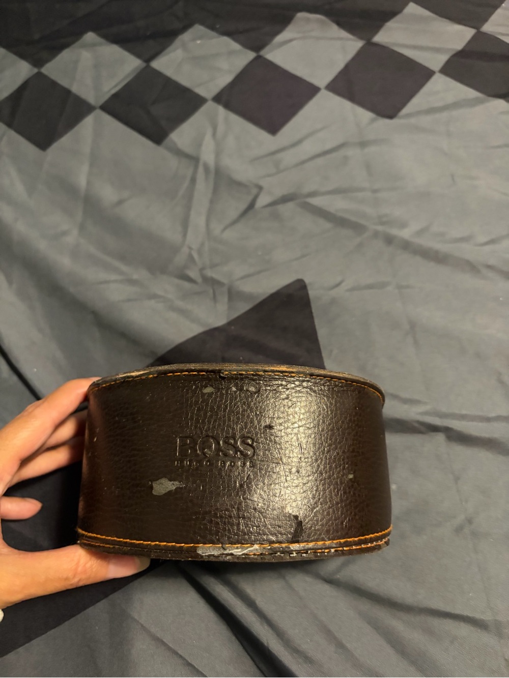 BOSS Brown Leather Toiletry Travel Case